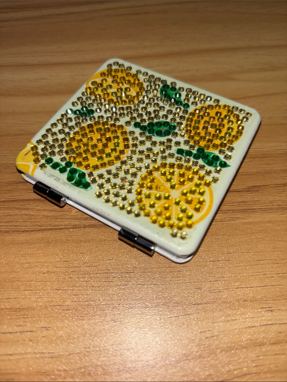 Yellow Lemon Crystal Compact Mirror - Women Accessories - Picture 4 of 6
